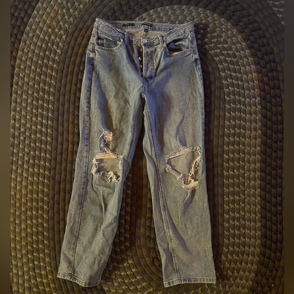 Wild Fable Blue Boyfriend Jeans Distressed Cropped